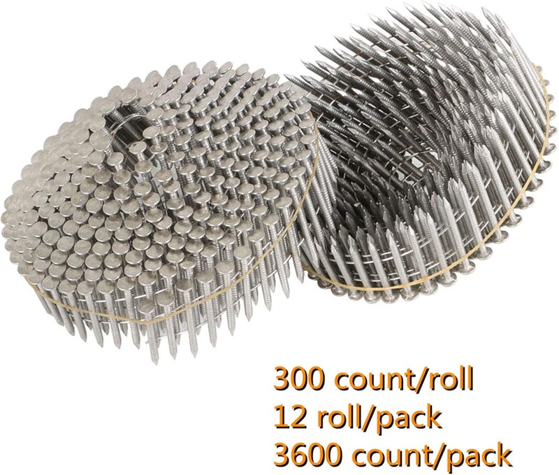 marddpair 15 Degree Stainless Steel Siding Nails 1-1/4-Inch x .090-Inch Collated Wire Coil Siding Nails 304 Stainless Steel 3600 Count - Image 2